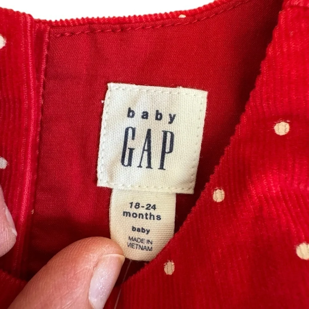 Baby Gap Red Polka Dot Corduroy Jumpsuit Baby Girl Size 18-24M NWT